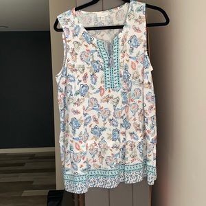 Jjill paisley floral sleeveless shirt, size Medium